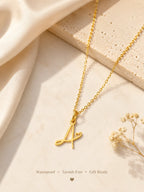 Dainty Heart Initial Necklace for Women, Gold Plated A-Z Letter Pendant, Waterproof Stainless Steel Monogram Jewelry, Personaliz