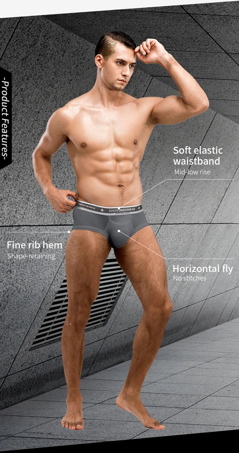 52025 Premium Men's Briefs – Cotton Modal Blend for Soft, Breathable Comfort. Breathable Briefs with Horizontal Fly and Fine Rib