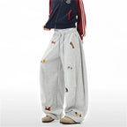Women's Sausage Dog Embroidered Fashion Loose Trousers 2026 Summer New High Street Casual Pants Comfortable Straight Sweatpants