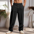 New Men's Breathable Casual Linen Trousers – Stylish Streetwear Joggers & Loose-Fit Straight-Leg Beach Pants