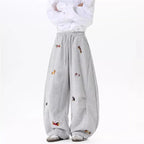 Women's Sausage Dog Embroidered Fashion Loose Trousers 2026 Summer New High Street Casual Pants Comfortable Straight Sweatpants
