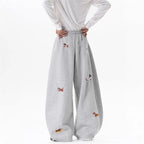 Women's Sausage Dog Embroidered Fashion Loose Trousers 2026 Summer New High Street Casual Pants Comfortable Straight Sweatpants