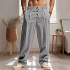 New Men's Breathable Casual Linen Trousers – Stylish Streetwear Joggers & Loose-Fit Straight-Leg Beach Pants