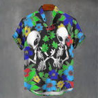 3D digital printing image of linen short sleeved shirt, designed for men's party atmosphere, casual style, retro men's shirt