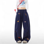 Women's Sausage Dog Embroidered Fashion Loose Trousers 2026 Summer New High Street Casual Pants Comfortable Straight Sweatpants