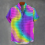 3D digital printing image of linen short sleeved shirt, designed for men's party atmosphere, casual style, retro men's shirt