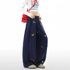 Women's Sausage Dog Embroidered Fashion Loose Trousers 2026 Summer New High Street Casual Pants Comfortable Straight Sweatpants