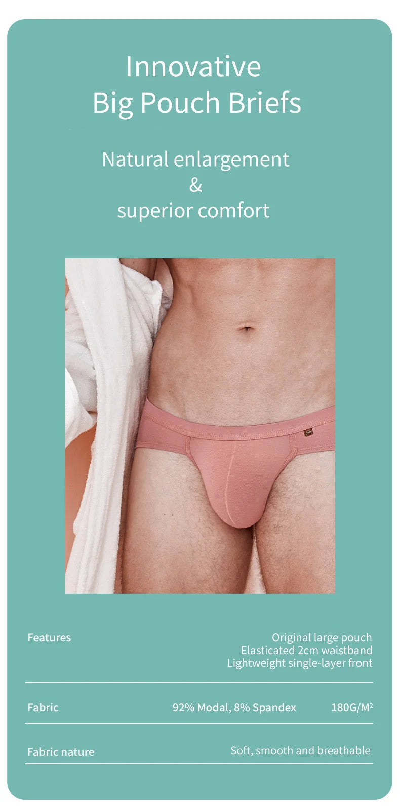 52025 Men's Large Pouch Modal Briefs – Premium Modal and Innovative 3D Support Pouch for Natural Fit and Second-Skin Comfort
