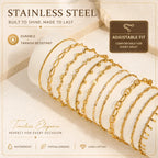 18K Gold Plated Link Bracelet for Women, Stainless Steel Stackable Chain Wristband, Adjustable Waterproof Jewelry