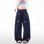 Women's Sausage Dog Embroidered Fashion Loose Trousers 2026 Summer New High Street Casual Pants Comfortable Straight Sweatpants