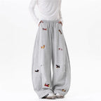Women's Sausage Dog Embroidered Fashion Loose Trousers 2026 Summer New High Street Casual Pants Comfortable Straight Sweatpants