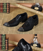 Autumn Male Trend Tip Serpentine Cowhide Formal wear Luxury Leather shoes Man Frenulum Ventilation Popular Men's wedding shoes