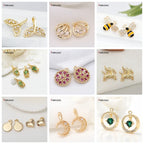 Brass Crystal Agate Pendant Pinch Bails,18k Real Gold Plated Inlaid Zircon Pendant Clips Clamp Pinch Bail,Supplies For Jewelry