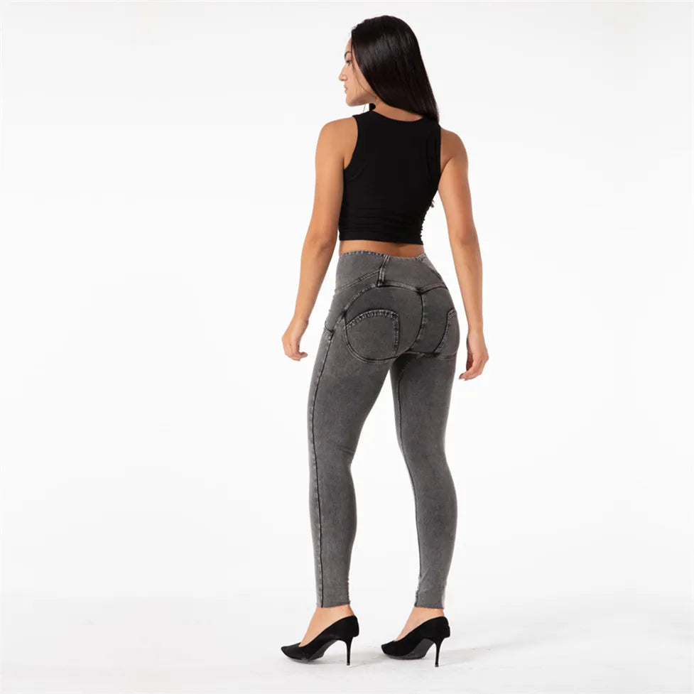 Shascullfites Melody High Waist Jeans For Women Slim Stretch Denim Jeans Bodycon Push Up Butt Liftins Gray Skinny Jeans