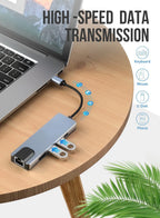 USB C Hub 8 In 1 Type C 3.1 To 4K HDMI Adapter with RJ45 SD/TF Card Reader PD Fast Charge for MacBook Notebook Laptop Computer