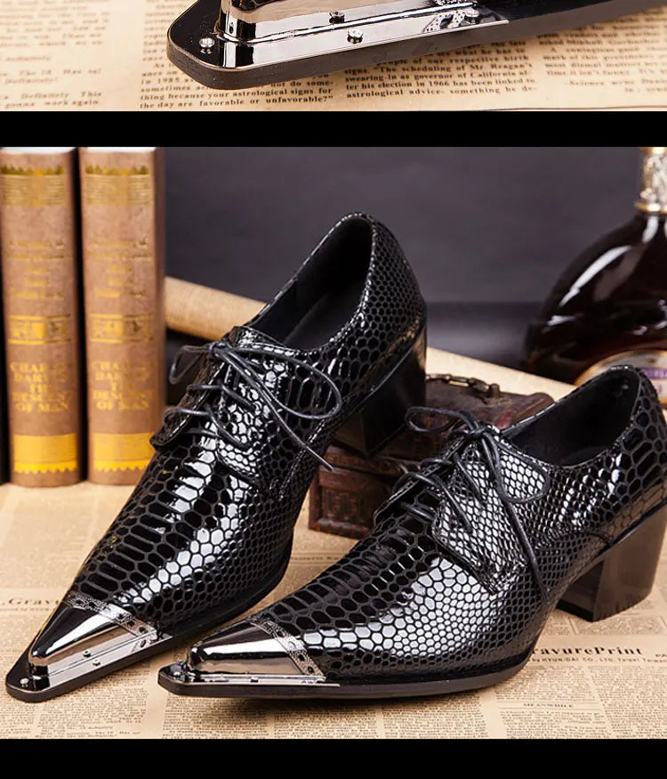 Autumn Male Trend Tip Serpentine Cowhide Formal wear Luxury Leather shoes Man Frenulum Ventilation Popular Men's wedding shoes