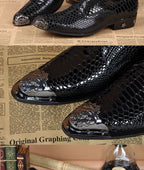 Autumn Male Trend Tip Serpentine Cowhide Formal wear Luxury Leather shoes Man Frenulum Ventilation Popular Men's wedding shoes