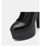 15cm Small Size 32-43 Extremem Block High Heels Shoes 2026 Fall Shallow Thick Chunky Platform Shoes Women Pumps Sexy Model Party