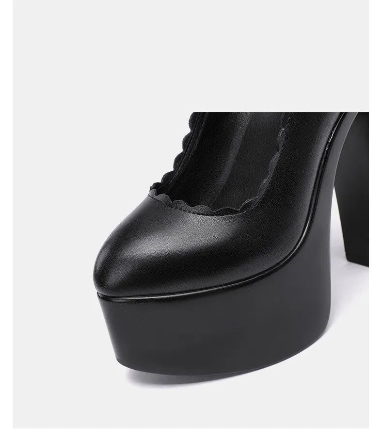 15cm Small Size 32-43 Extremem Block High Heels Shoes 2026 Fall Shallow Thick Chunky Platform Shoes Women Pumps Sexy Model Party