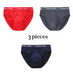 3Pcs/Lot Men's panties Silk  Men's Underwear New  Briefs Men Bamboo Fiber Mens Bodysuit Male Comfortable Solid Underpants