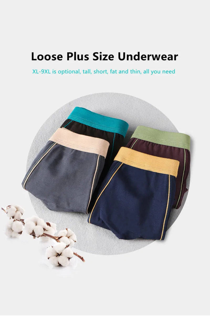 4pcs/lot 8xl 9xl  Big Size Boxer Men Underpants Cotton Seamless Men's Panties Solid Shorts Mens Sale Boxers Underwear For Man
