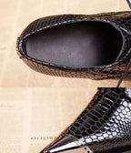 Autumn Male Trend Tip Serpentine Cowhide Formal wear Luxury Leather shoes Man Frenulum Ventilation Popular Men's wedding shoes