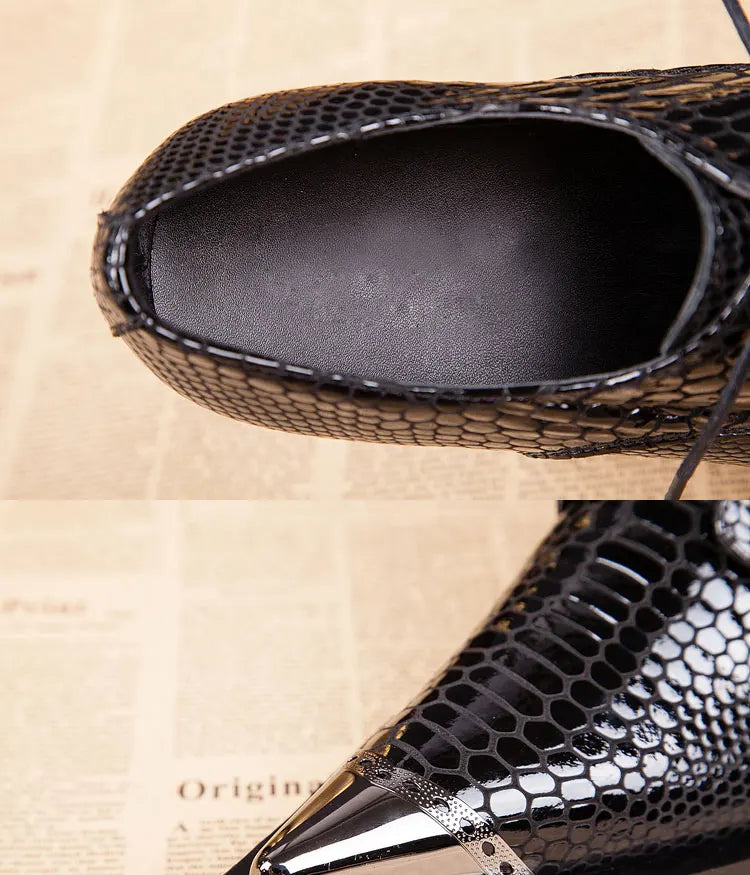 Autumn Male Trend Tip Serpentine Cowhide Formal wear Luxury Leather shoes Man Frenulum Ventilation Popular Men's wedding shoes