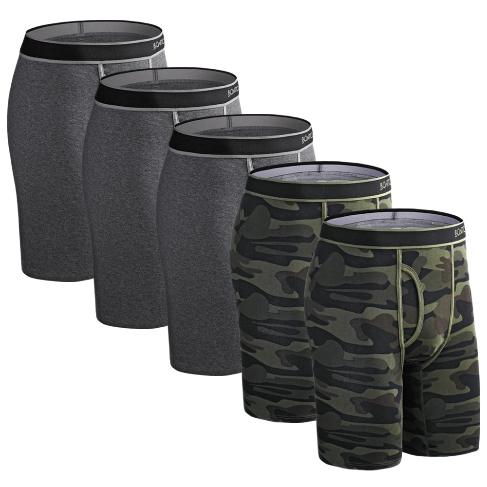 Brand 5 pcs Lot Long Boxer Men Underwear Cotton Underware Long Leg Underpants Panties For Men Set Sexy Shorts homme Pack Luxury