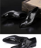 Autumn Male Trend Tip Serpentine Cowhide Formal wear Luxury Leather shoes Man Frenulum Ventilation Popular Men's wedding shoes