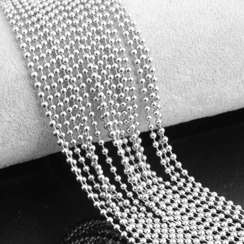 Wholesale 10/20/50/100pcs/Lot 1.5/2/2.4/3/3.2mm Silver Color Stainless Steel Bead Ball Chain Necklace DIY Jewelry Findings