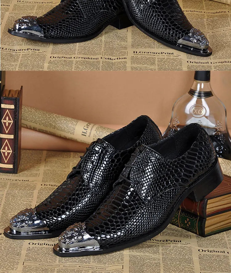 Autumn Male Trend Tip Serpentine Cowhide Formal wear Luxury Leather shoes Man Frenulum Ventilation Popular Men's wedding shoes