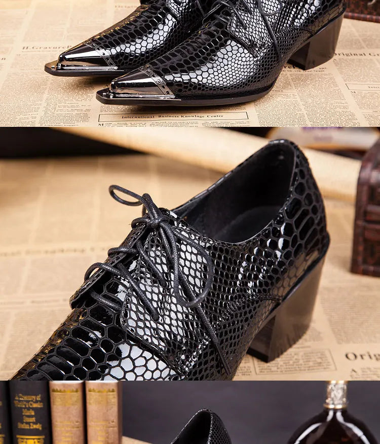 Autumn Male Trend Tip Serpentine Cowhide Formal wear Luxury Leather shoes Man Frenulum Ventilation Popular Men's wedding shoes