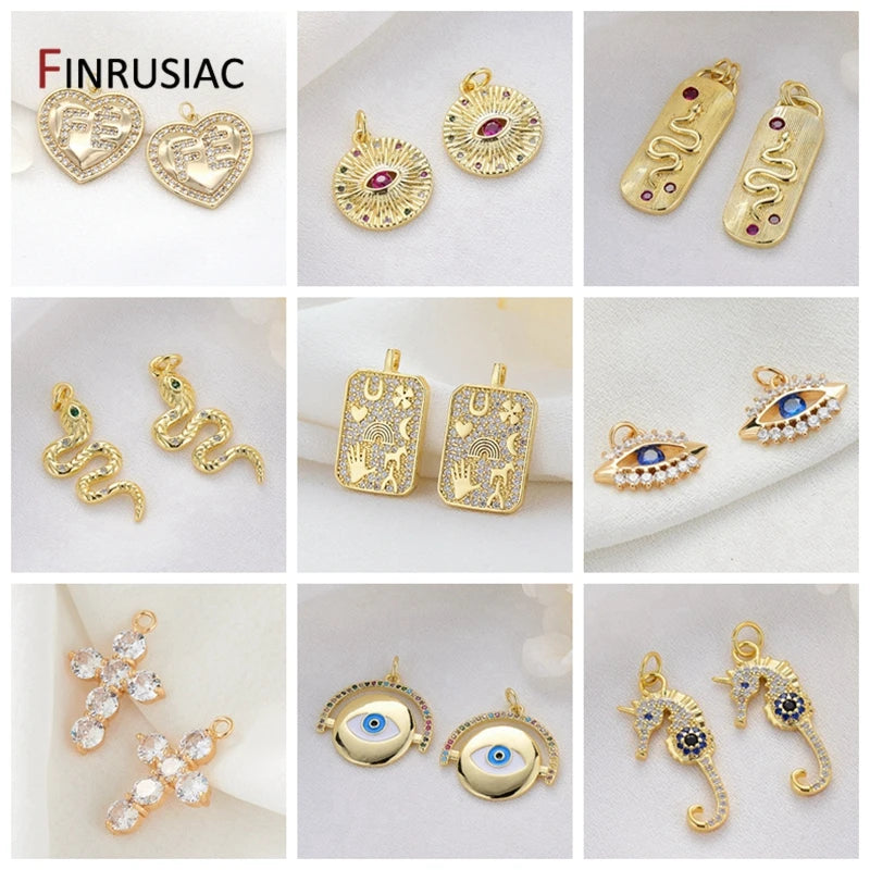 14K Gold Plated Brass Flower Tassel Pendant For Earrings Accessories,Flower Charms Pendant For DIY Jewelry Making Supplies