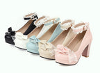 Summer 2025 Ladies Heels Platform Cute Bow Lace Princess Mary Jane Lolita Shoes Party High Heel Buckle Women Pumps Girls Sweet 8