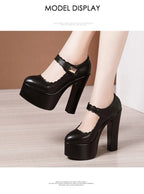15cm Small Size 32-43 Extremem Block High Heels Shoes 2026 Fall Shallow Thick Chunky Platform Shoes Women Pumps Sexy Model Party