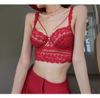 CINOON Top Classic Bandage Bra Set Lingerie Push Up Brassiere Lace Underwear Set Sexy Transparent Panties For Women underwear