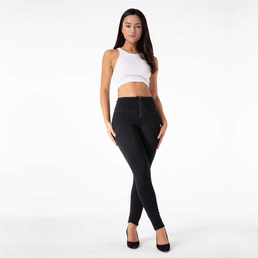 Shascullfites Melody High Waist Jeans For Women Slim Stretch Denim Jeans Bodycon Push Up Butt Liftins Gray Skinny Jeans
