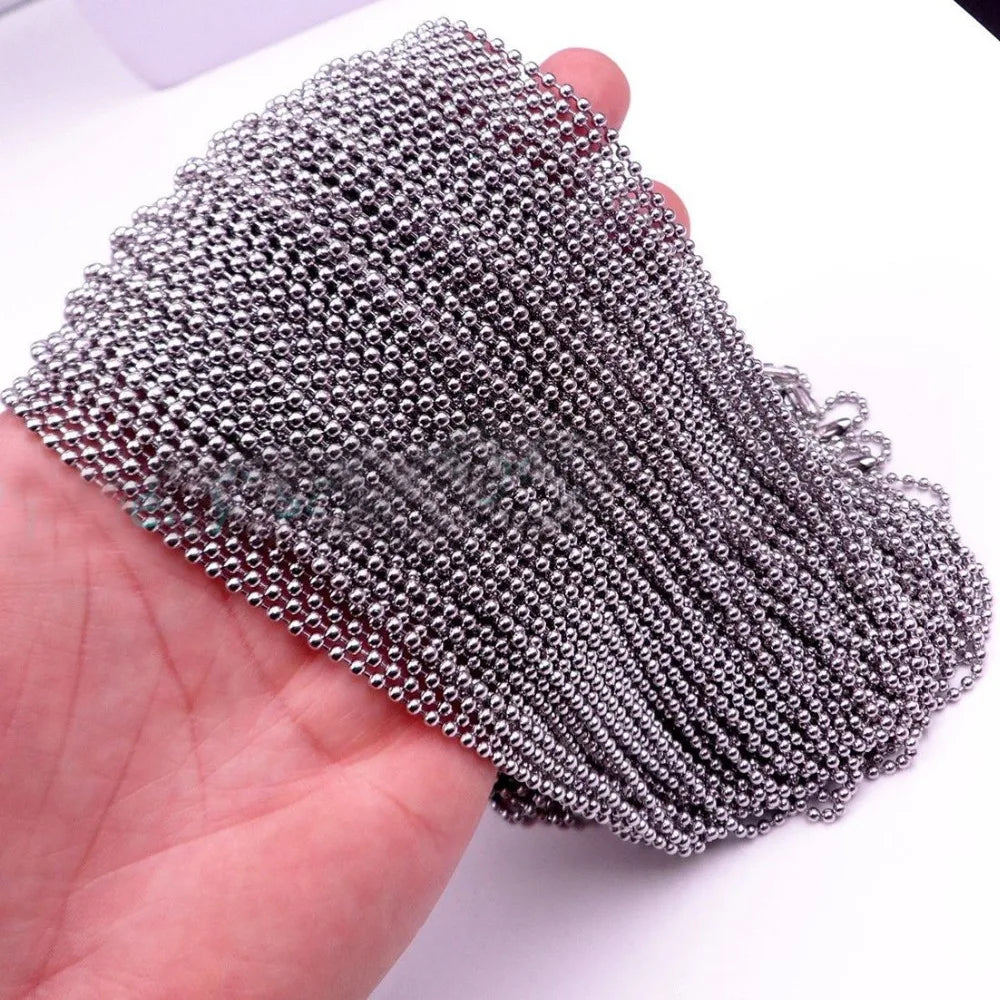 Wholesale 10/20/50/100pcs/Lot 1.5/2/2.4/3/3.2mm Silver Color Stainless Steel Bead Ball Chain Necklace DIY Jewelry Findings