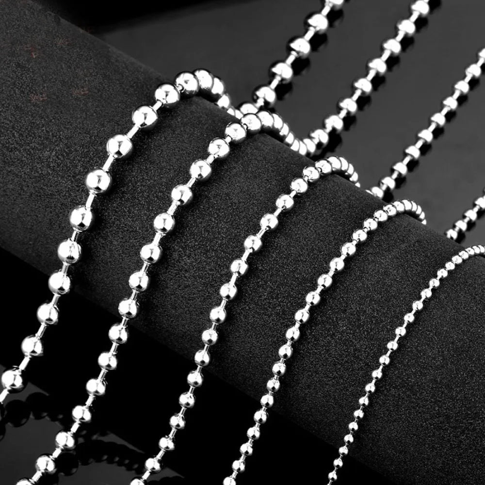 Wholesale 10/20/50/100pcs/Lot 1.5/2/2.4/3/3.2mm Silver Color Stainless Steel Bead Ball Chain Necklace DIY Jewelry Findings