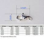 Solid 925 Sterling Silver Lobster Claw Clasp, snap clasp with 1 Open Jump Ring 8-16mm