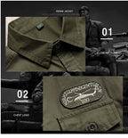 Military Shirt Men Tactics Short sleeve Summer Tops Solid color High quality 100% Cotton Pocket 5XL Plus size Man Clothes