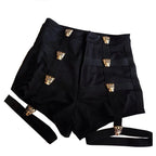 Sexy Ladies Hot Shorts Cotton High Waist Punk Style Rock Bandage Hollow Out Dance Show Party Club Skinny Short Fashion