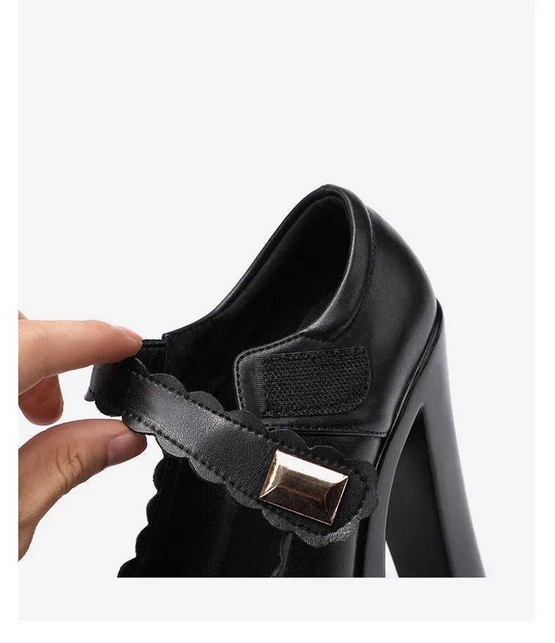 15cm Small Size 32-43 Extremem Block High Heels Shoes 2026 Fall Shallow Thick Chunky Platform Shoes Women Pumps Sexy Model Party