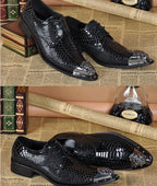 Autumn Male Trend Tip Serpentine Cowhide Formal wear Luxury Leather shoes Man Frenulum Ventilation Popular Men's wedding shoes