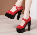 15cm Small Size 32-43 Extremem Block High Heels Shoes 2026 Fall Shallow Thick Chunky Platform Shoes Women Pumps Sexy Model Party