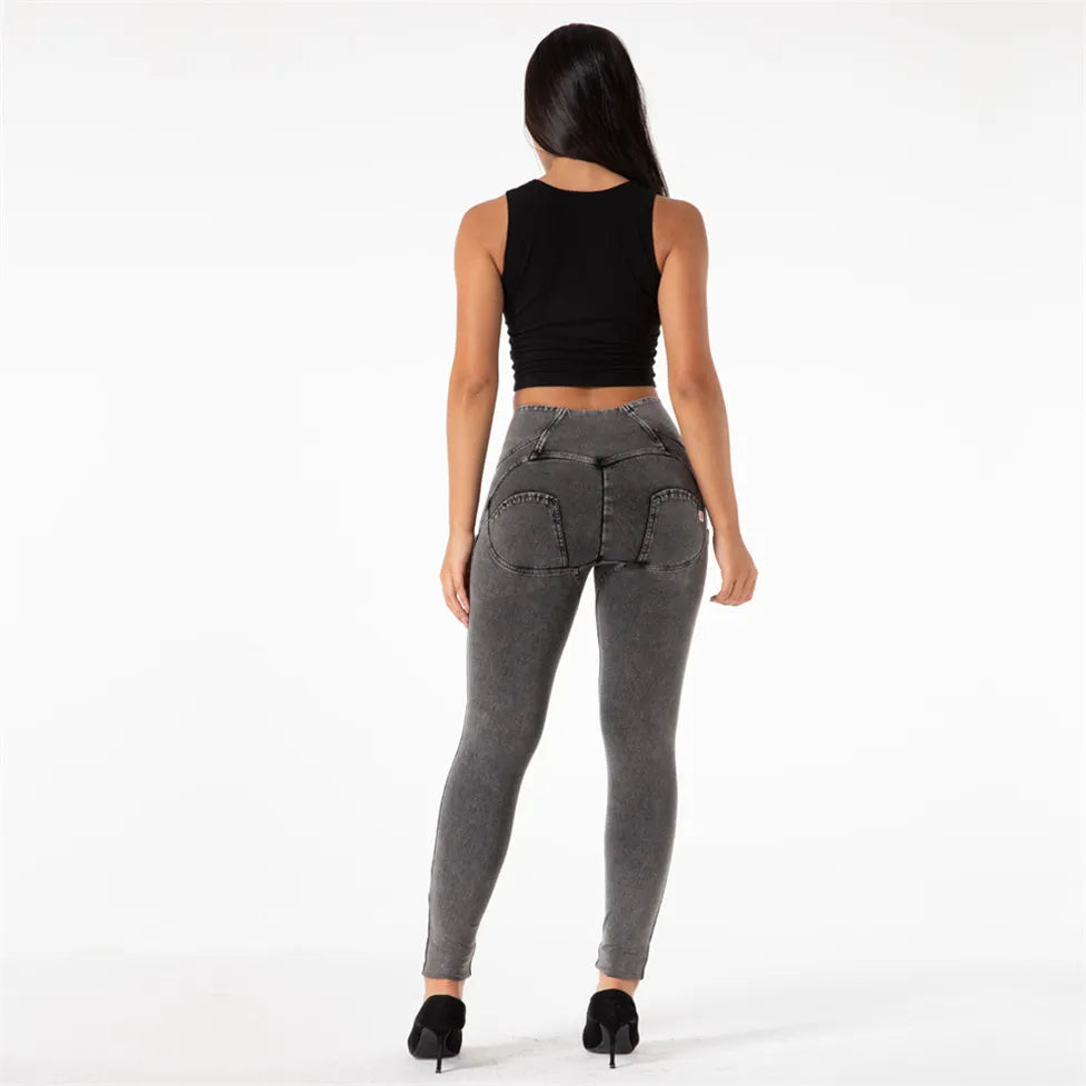 Shascullfites Melody High Waist Jeans For Women Slim Stretch Denim Jeans Bodycon Push Up Butt Liftins Gray Skinny Jeans