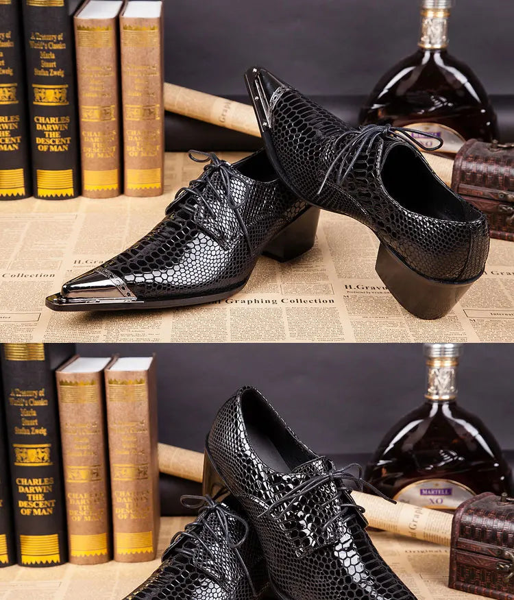 Autumn Male Trend Tip Serpentine Cowhide Formal wear Luxury Leather shoes Man Frenulum Ventilation Popular Men's wedding shoes