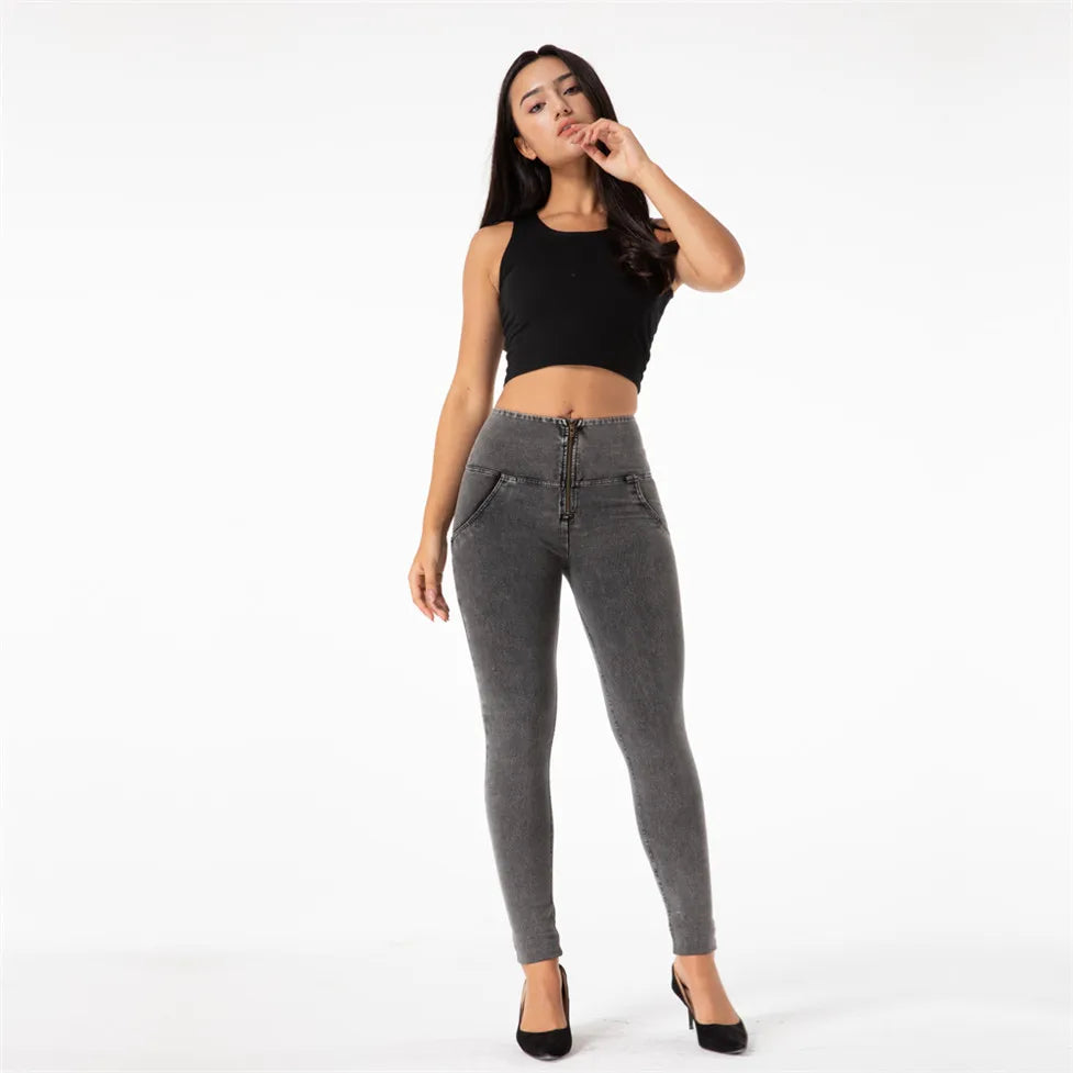 Shascullfites Melody High Waist Jeans For Women Slim Stretch Denim Jeans Bodycon Push Up Butt Liftins Gray Skinny Jeans