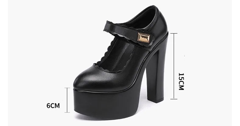 15cm Small Size 32-43 Extremem Block High Heels Shoes 2026 Fall Shallow Thick Chunky Platform Shoes Women Pumps Sexy Model Party