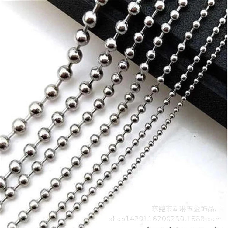 Wholesale 10/20/50/100pcs/Lot 1.5/2/2.4/3/3.2mm Silver Color Stainless Steel Bead Ball Chain Necklace DIY Jewelry Findings